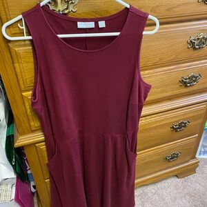 New York & Company Red Sheath Midi Dress with Crew Neck for Work